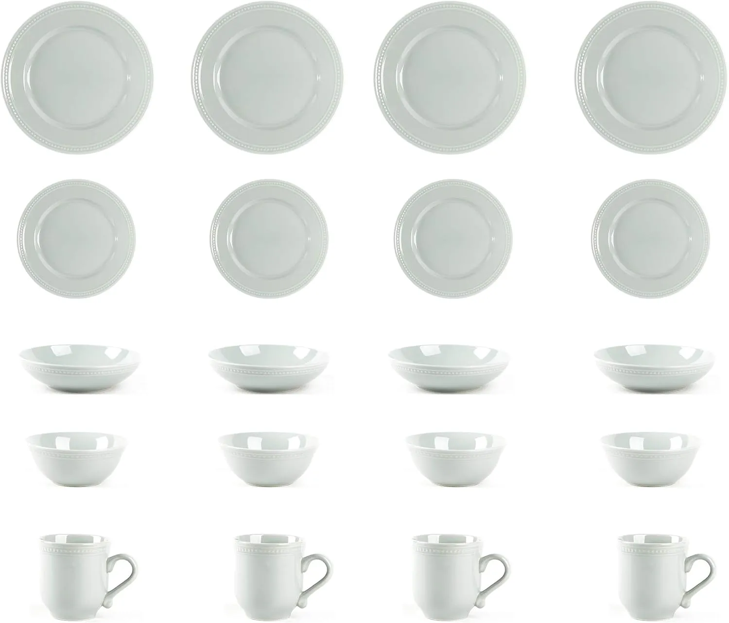 Pearl Dots Stoneware Dinnerware Set (20pc Set, Teal)