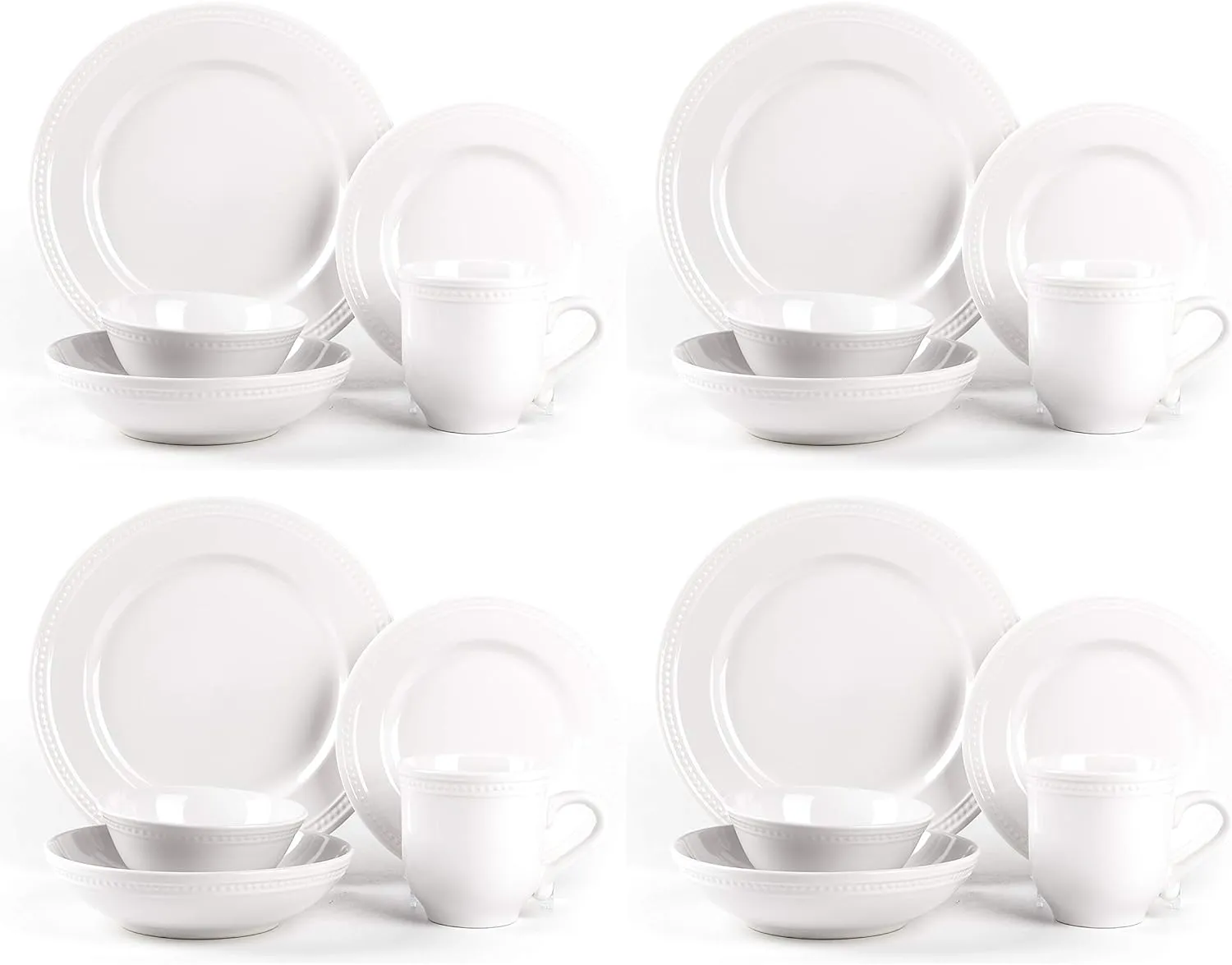Pearl Dots Stoneware Dinnerware Set 20pc Set, White