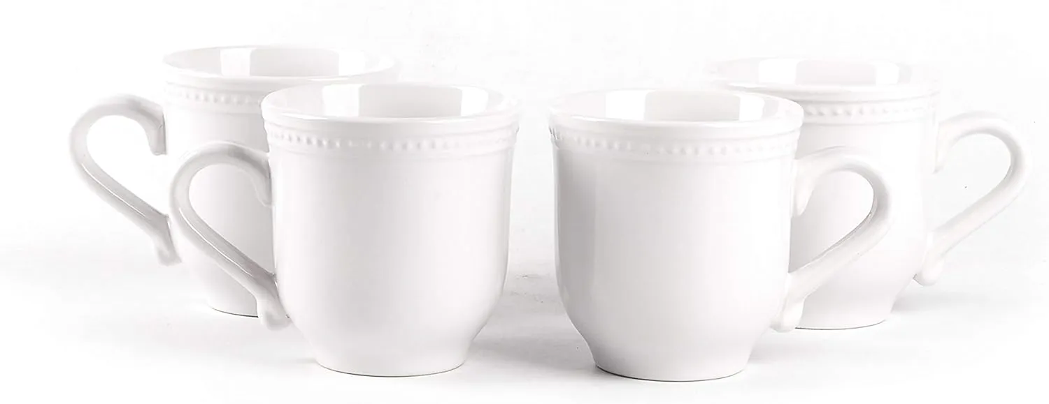 Pearl Dots Stoneware Dinnerware Set 20pc Set, White