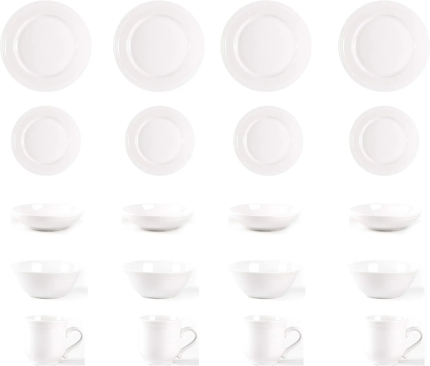 Pearl Dots Stoneware Dinnerware Set 20pc Set, White