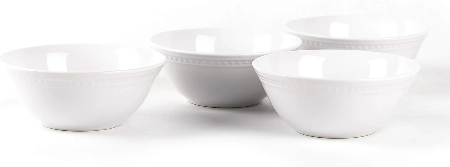 Pearl Dots Stoneware Dinnerware Set 20pc Set, White
