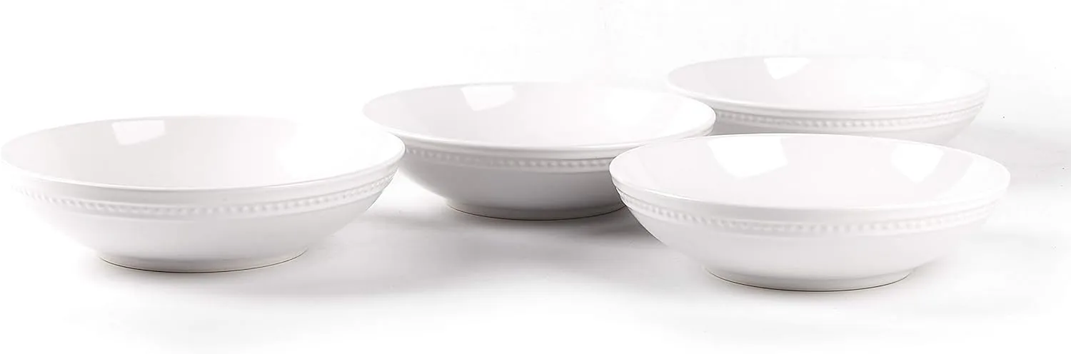 Pearl Dots Stoneware Dinnerware Set 20pc Set, White