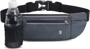 Peicees Fanny Pack with Water Bottle Holder Waist Bag for Men Women Water Resistant Lightweight Reflective Adjustable Running Belt Headphone Bag Travel Pocket for Outdoor Camping Fitness Hiking