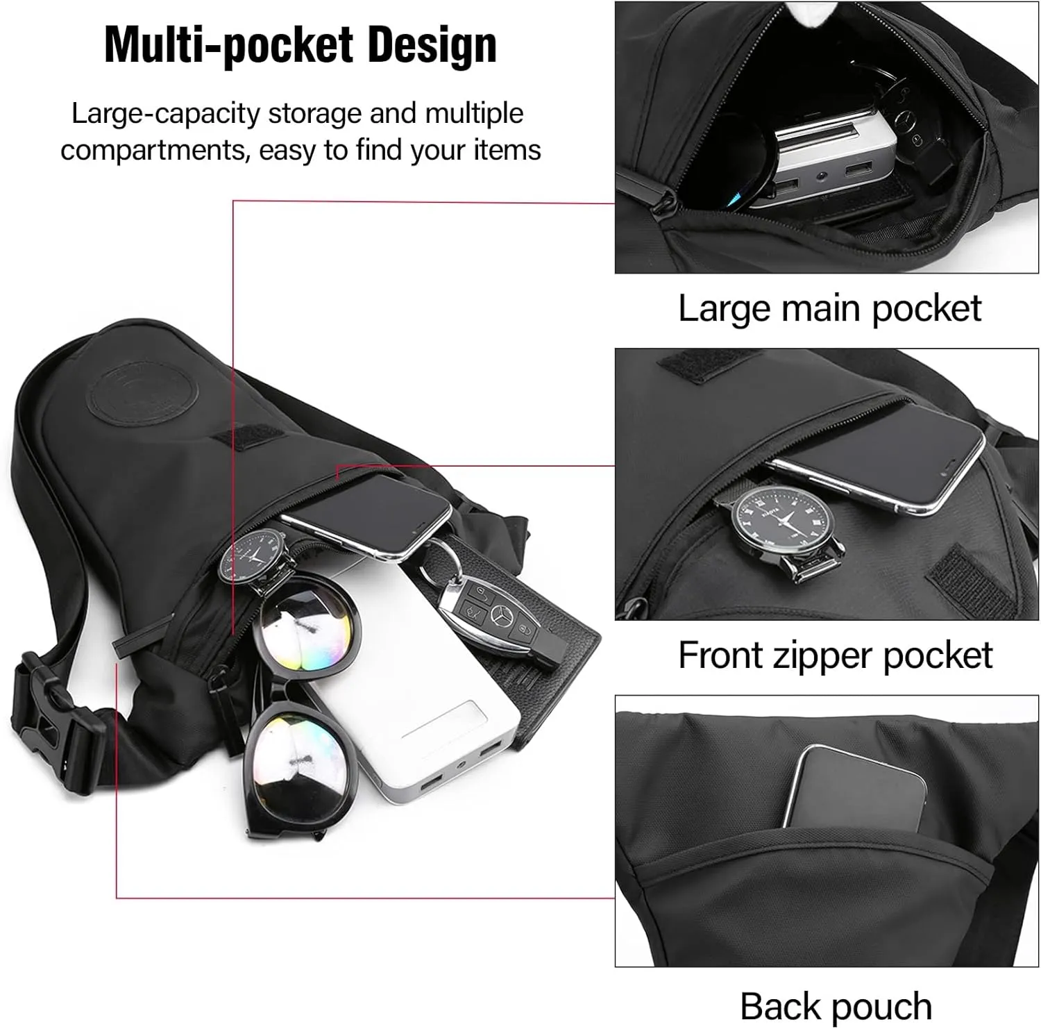 Peicees Leg Bag for Men Fanny Packs Women Men’s Outdoor Thigh Bags Motorcycle Ride Crossbody Backpack Shoulder Sling Pack Camping Hiking Cycling Riding