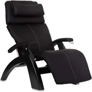 Perfect Chair Human Touch PC-420 Classic Manual Plus Series 2 Black Matte Wood Base Zero-Gravity Recliner - Black Top-Grain Leather