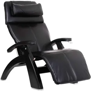 Perfect Chair Human Touch PC-420 Manual Zero Gravity Recliner Performance Upholstery Package Matte Black Wood Stain - Black Premium Leather