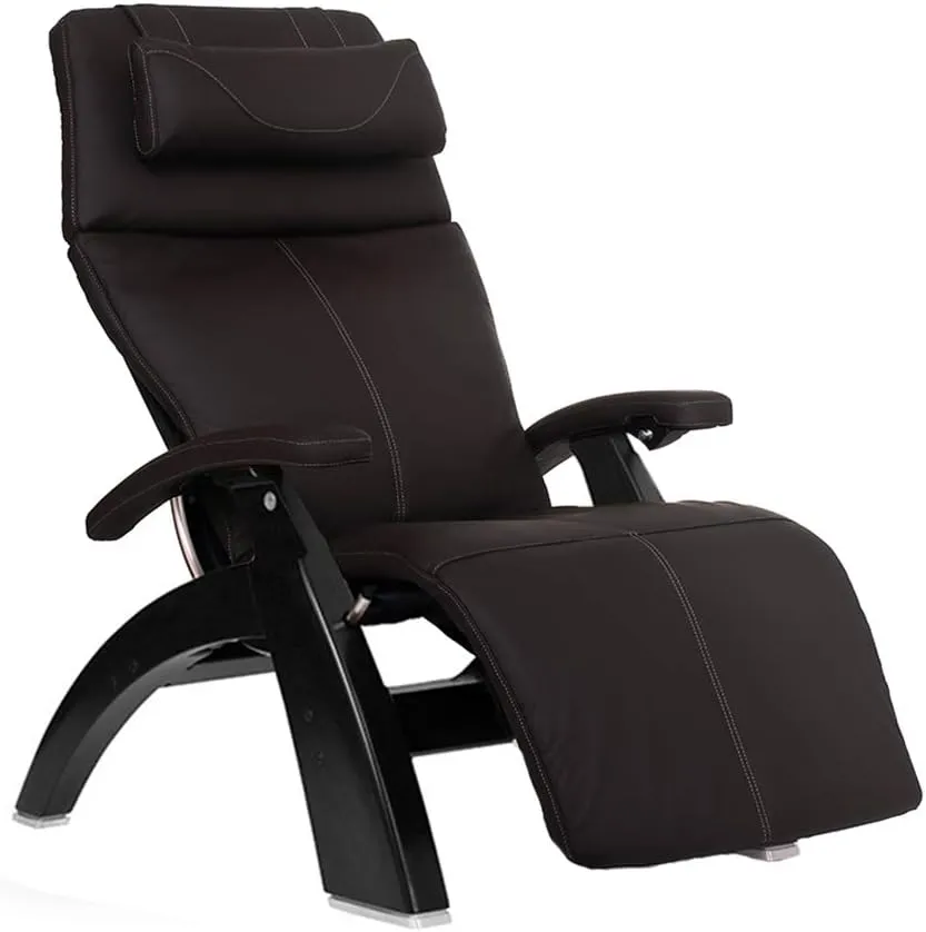 Perfect Chair Human Touch PC-610 Omni-Motion Series 2 Power Recline Black Matte Wood Base Zero-Gravity Recliner - Espresso Top Grain Leather