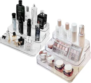 Perfume Organizer for Women, 3 Tiered Perfume Stand, Clear Cologne Organizer for Men, Perfume Tray Storage, Bottle Shelf for Bathroom Kitchen Countertop