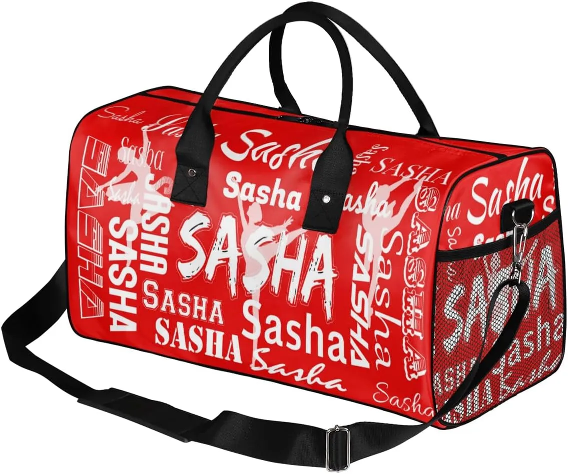 Personalized Ballet Dance Bags, Custom Travel Duffle Bag Custom Gym Bag Dancer Bag Customized Sport Bag with Name, Overnight Weekender Bags, Coral Red A