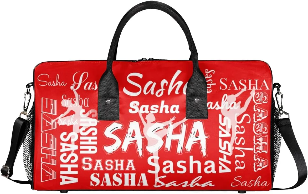 Personalized Ballet Dance Bags, Custom Travel Duffle Bag Custom Gym Bag Dancer Bag Customized Sport Bag with Name, Overnight Weekender Bags, Coral Red A