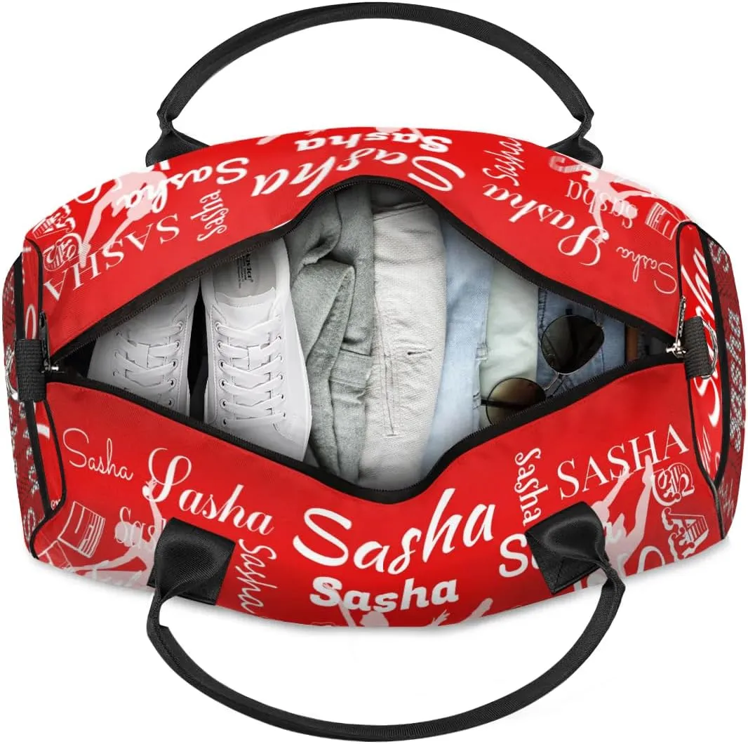 Personalized Ballet Dance Bags, Custom Travel Duffle Bag Custom Gym Bag Dancer Bag Customized Sport Bag with Name, Overnight Weekender Bags, Coral Red A