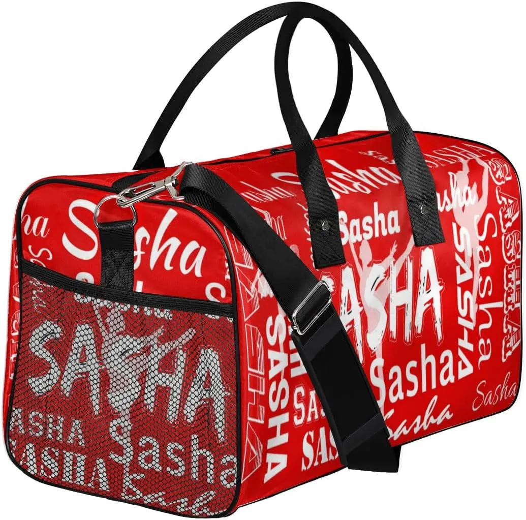 Personalized Ballet Dance Bags, Custom Travel Duffle Bag Custom Gym Bag Dancer Bag Customized Sport Bag with Name, Overnight Weekender Bags, Coral Red A