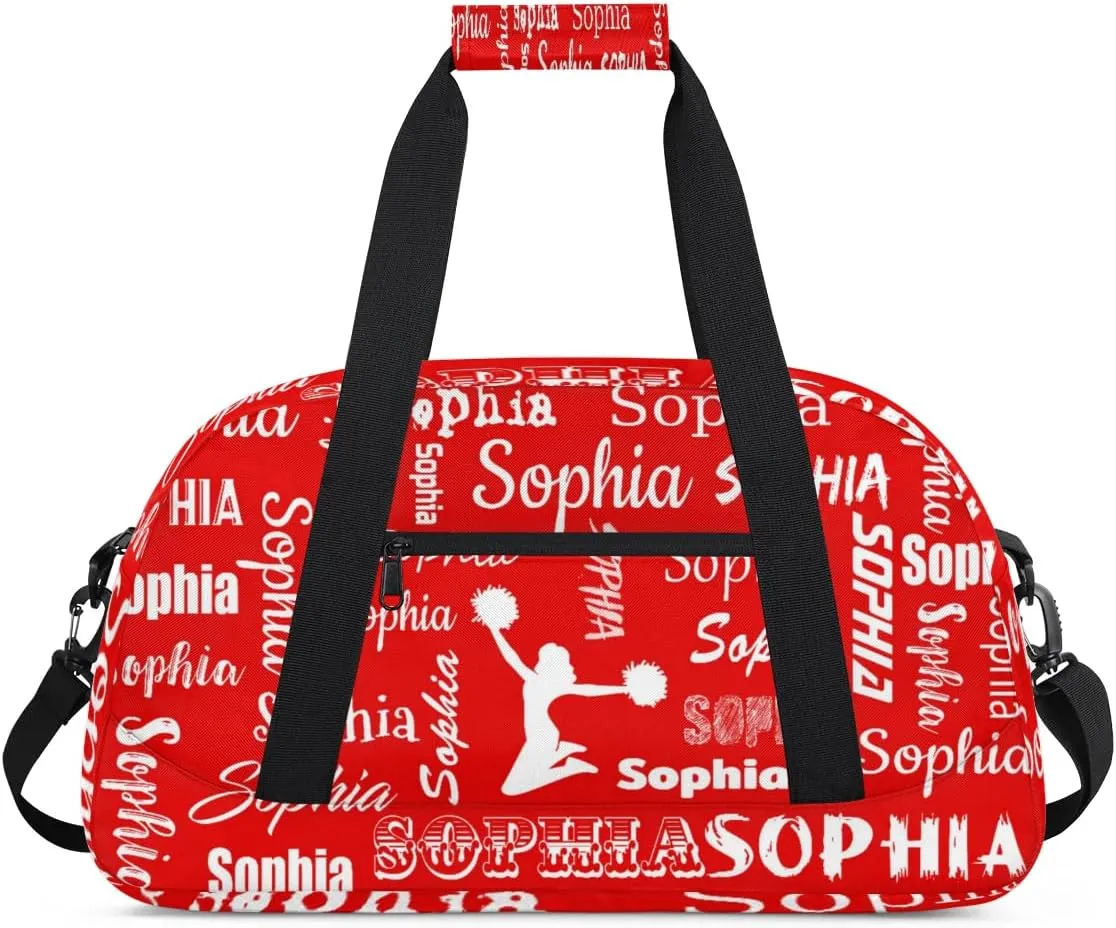 Personalized Cheer Bag Name Custom Sport Duffel Bag Dance Bag, Overnight Weekender Bags Cheerleader Personalized Gymnastics Bag Cheerleading Gifts, Coral Red A