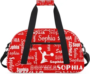 Personalized Cheer Bag Name Custom Sport Duffel Bag Dance Bag, Overnight Weekender Bags Cheerleader Personalized Gymnastics Bag Cheerleading Gifts, Coral Red A