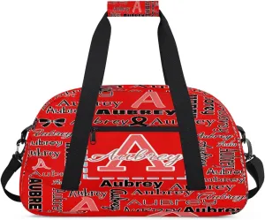 Personalized Cheer Duffle Bag for Cheerleaders, Custom Cheerleading Gym Bag for Women, Cheer Duffel Bag with Name Overnight Weekender Bags Customized Gifts (Coral Red A)