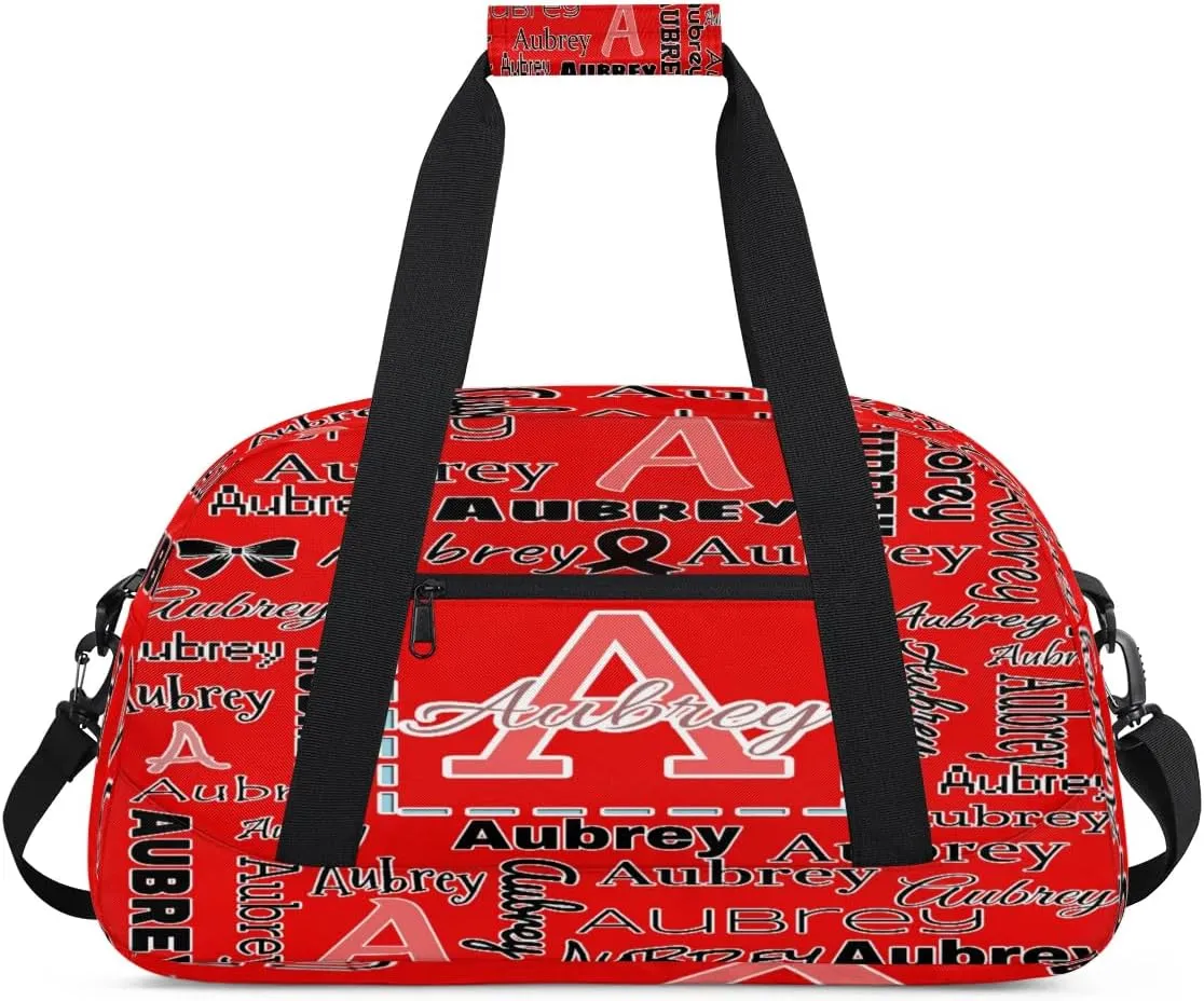 Personalized Cheer Duffle Bag for Cheerleaders, Custom Cheerleading Gym Bag for Women, Cheer Duffel Bag with Name Overnight Weekender Bags Customized Gifts (Coral Red A)