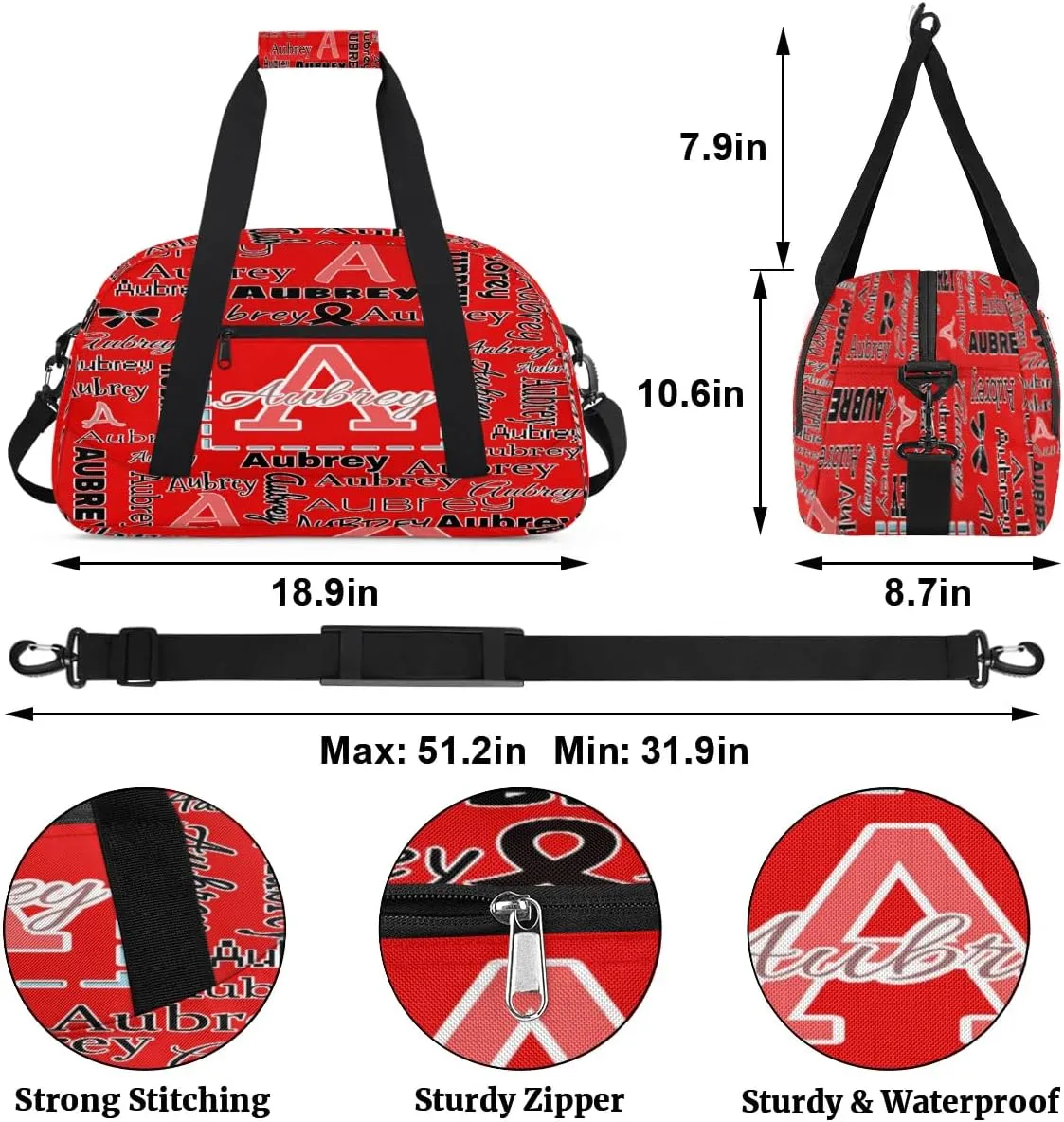 Personalized Cheer Duffle Bag for Cheerleaders, Custom Cheerleading Gym Bag for Women, Cheer Duffel Bag with Name Overnight Weekender Bags Customized Gifts (Coral Red A)