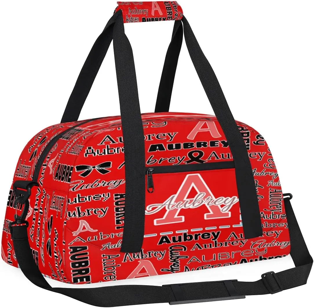 Personalized Cheer Duffle Bag for Cheerleaders, Custom Cheerleading Gym Bag for Women, Cheer Duffel Bag with Name Overnight Weekender Bags Customized Gifts (Coral Red A)