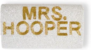 Personalized Custom Clutch Purse for Women, Beaded Clutch Crossbody Bag with Gold Chain Strap for Wedding, Bridal Shower, Bachelorette Party, Engagement, & Honeymoon