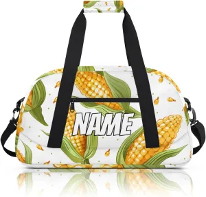 Personalized Custom Gym Bag for Women Men Carry on Corn Pattern Travel Duffel Tote Vegetables Themed Overnight Workout Weekender Bag
