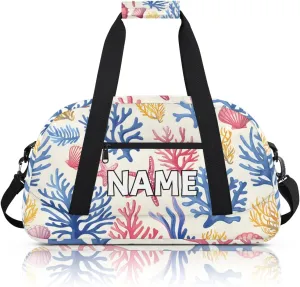 Personalized Custom Gym Bag for Women Men Carry on Starfish Seashell Travel Duffel Tote Beach Coastal Overnight Workout Weekender Bag