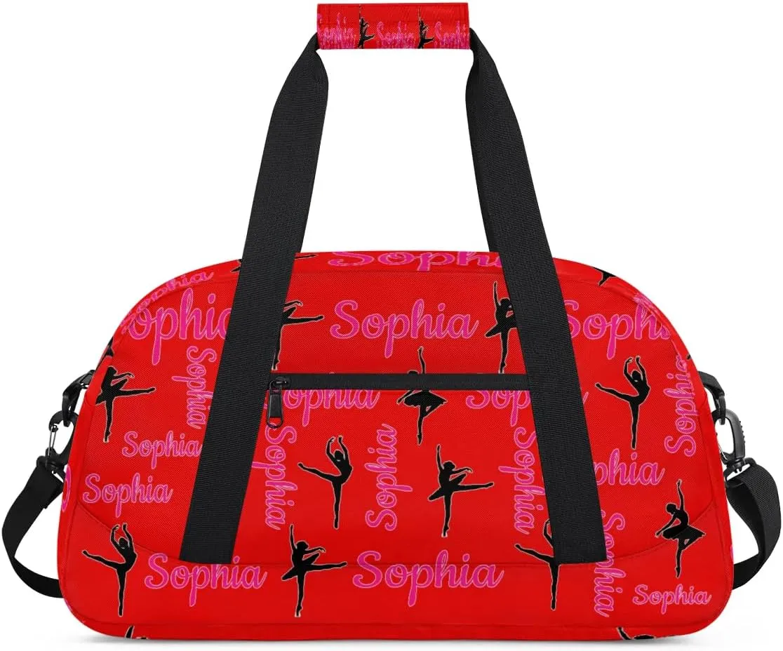 Personalized Dance Bag Ballet Sport Duffel Bag for Dancer Custom Dance Overnight Weekender Bags Coral Red A Personalized Gifts