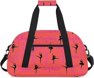 Personalized Dance Bag Ballet Sport Duffel Bag for Dancer Custom Dance Overnight Weekender Bags Coral Red Personalized Gifts