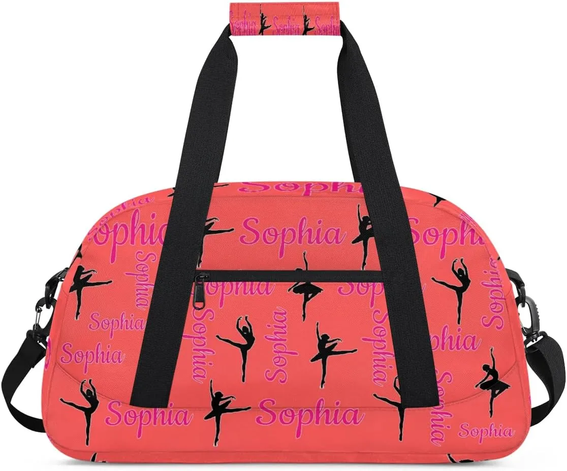 Personalized Dance Bag Ballet Sport Duffel Bag for Dancer Custom Dance Overnight Weekender Bags Coral Red Personalized Gifts