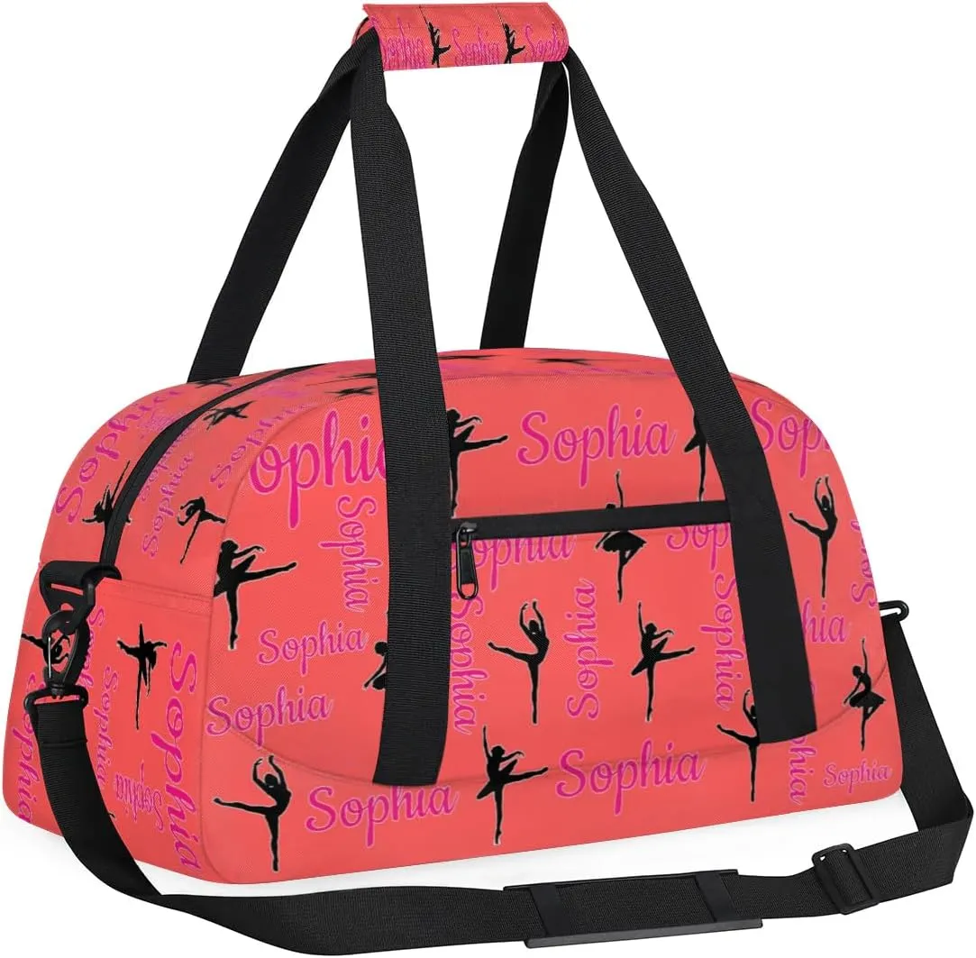 Personalized Dance Bag Ballet Sport Duffel Bag for Dancer Custom Dance Overnight Weekender Bags Coral Red Personalized Gifts