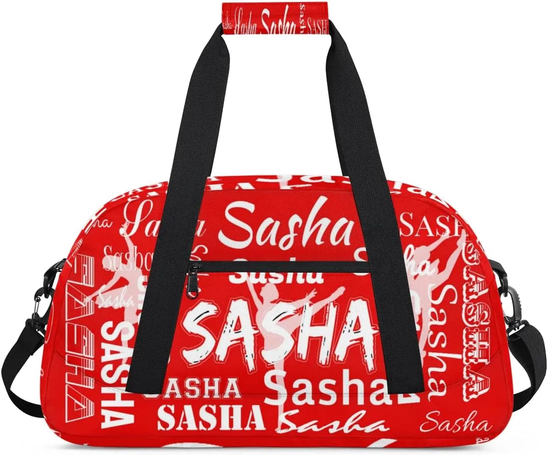 Personalized Dance Bag Duffel Bag for Women, Custom Gym Bag Sport Duffel Bag, Ballet Bag Cheerleader Weekender Bags Travel Bag for Ballet, Coral Red A
