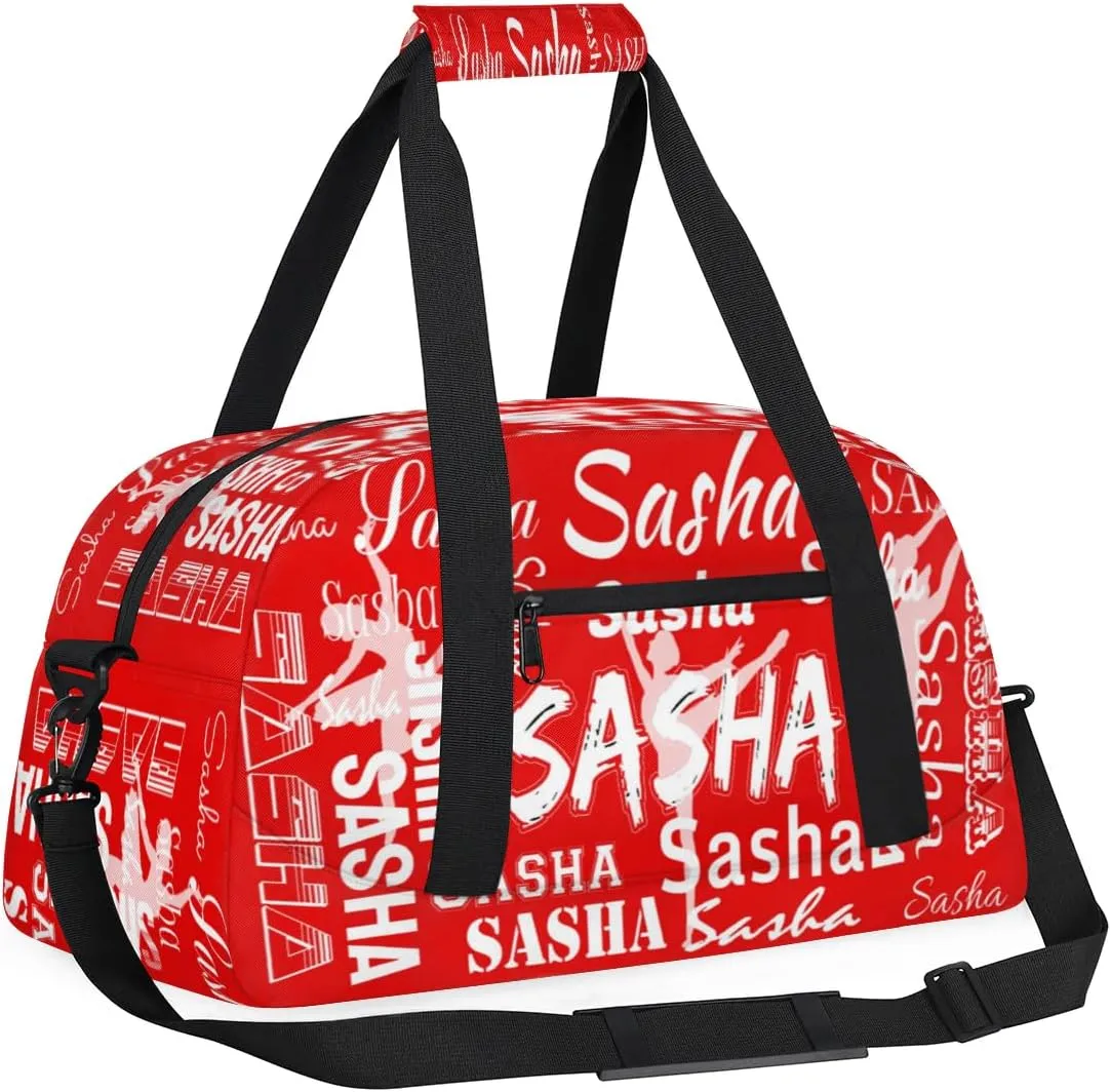 Personalized Dance Bag Duffel Bag for Women, Custom Gym Bag Sport Duffel Bag, Ballet Bag Cheerleader Weekender Bags Travel Bag for Ballet, Coral Red A