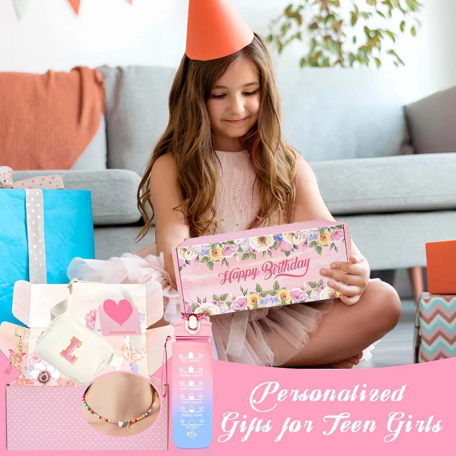 Personalized Fanny Pack for Girls, Gift Sets for Teen Girls, Birthday Gifts for 4 5 6 7 8 9 10 11 12 13 Year Old Girl, Initial Crossbody Bag Belt Bag for Girl Kids (L)