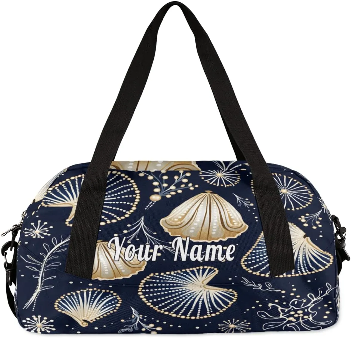Personalized Kids Duffel Bag Abstract Seashell Coral Pattern,Custom Sport Gym Bag for Boys Girls,WWeekender Overnight Bags Travel Duffel Bag,Customized Kids Gift