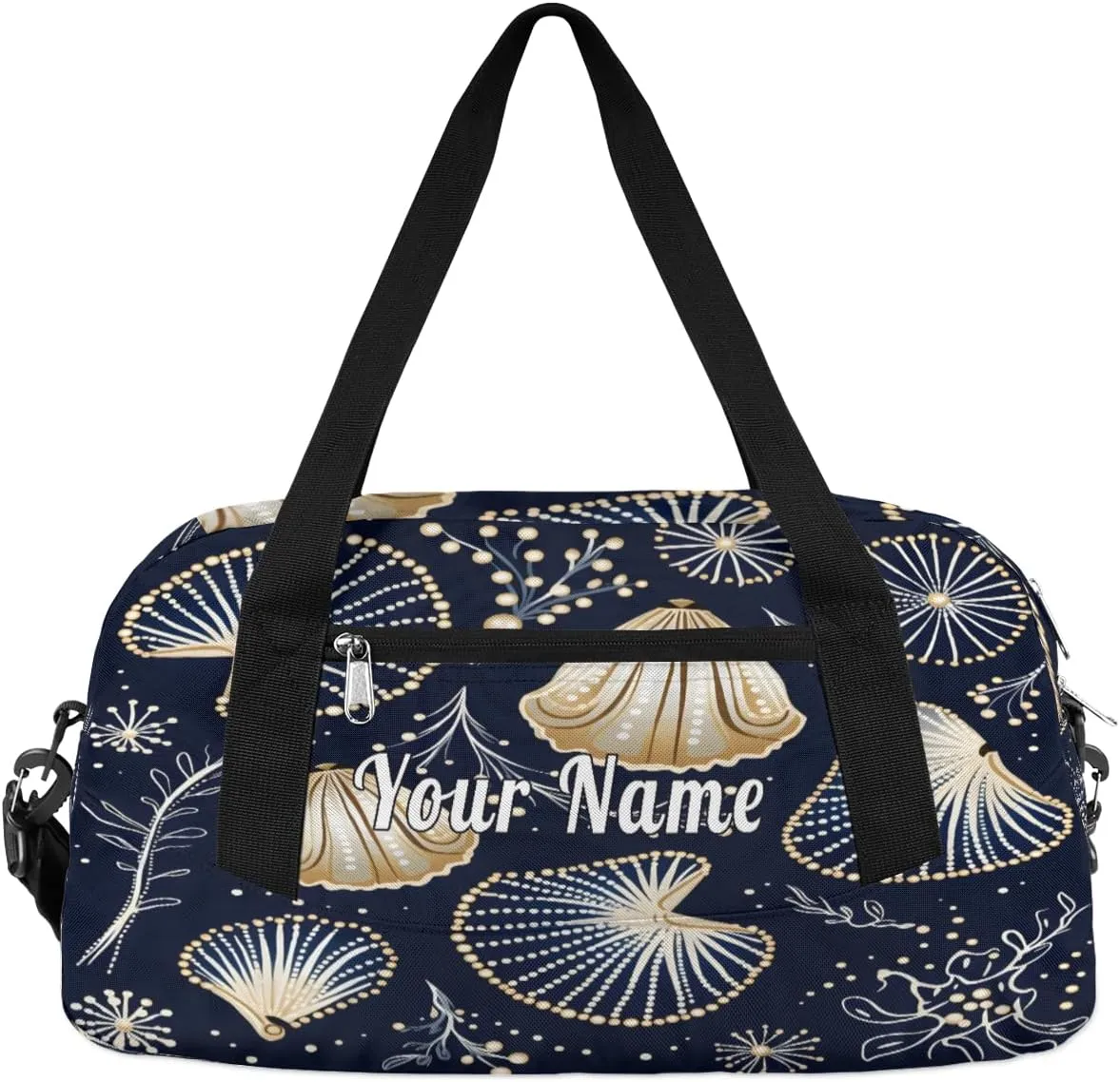 Personalized Kids Duffel Bag Abstract Seashell Coral Pattern,Custom Sport Gym Bag for Boys Girls,WWeekender Overnight Bags Travel Duffel Bag,Customized Kids Gift