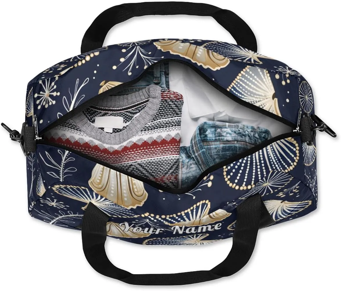 Personalized Kids Duffel Bag Abstract Seashell Coral Pattern,Custom Sport Gym Bag for Boys Girls,WWeekender Overnight Bags Travel Duffel Bag,Customized Kids Gift