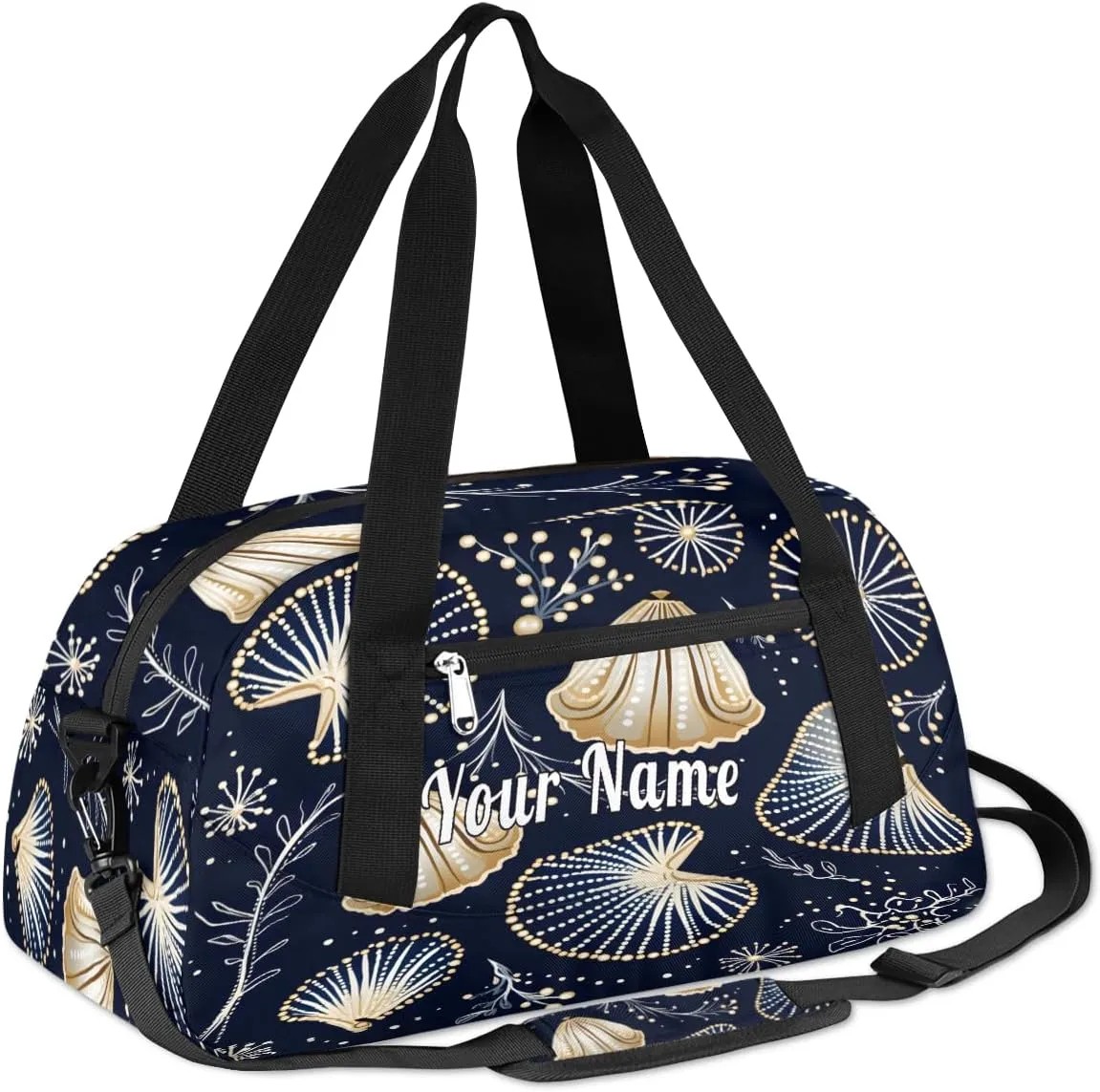 Personalized Kids Duffel Bag Abstract Seashell Coral Pattern,Custom Sport Gym Bag for Boys Girls,WWeekender Overnight Bags Travel Duffel Bag,Customized Kids Gift
