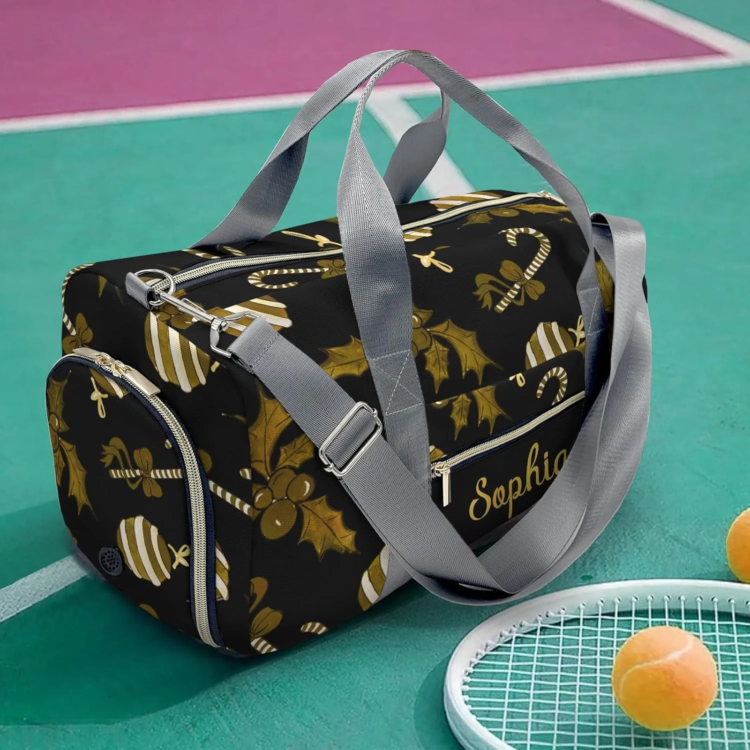 Personalized Name Duffel Bag Golden Pattern Ultimate Travel Bags: Your Companion for Every Adventure