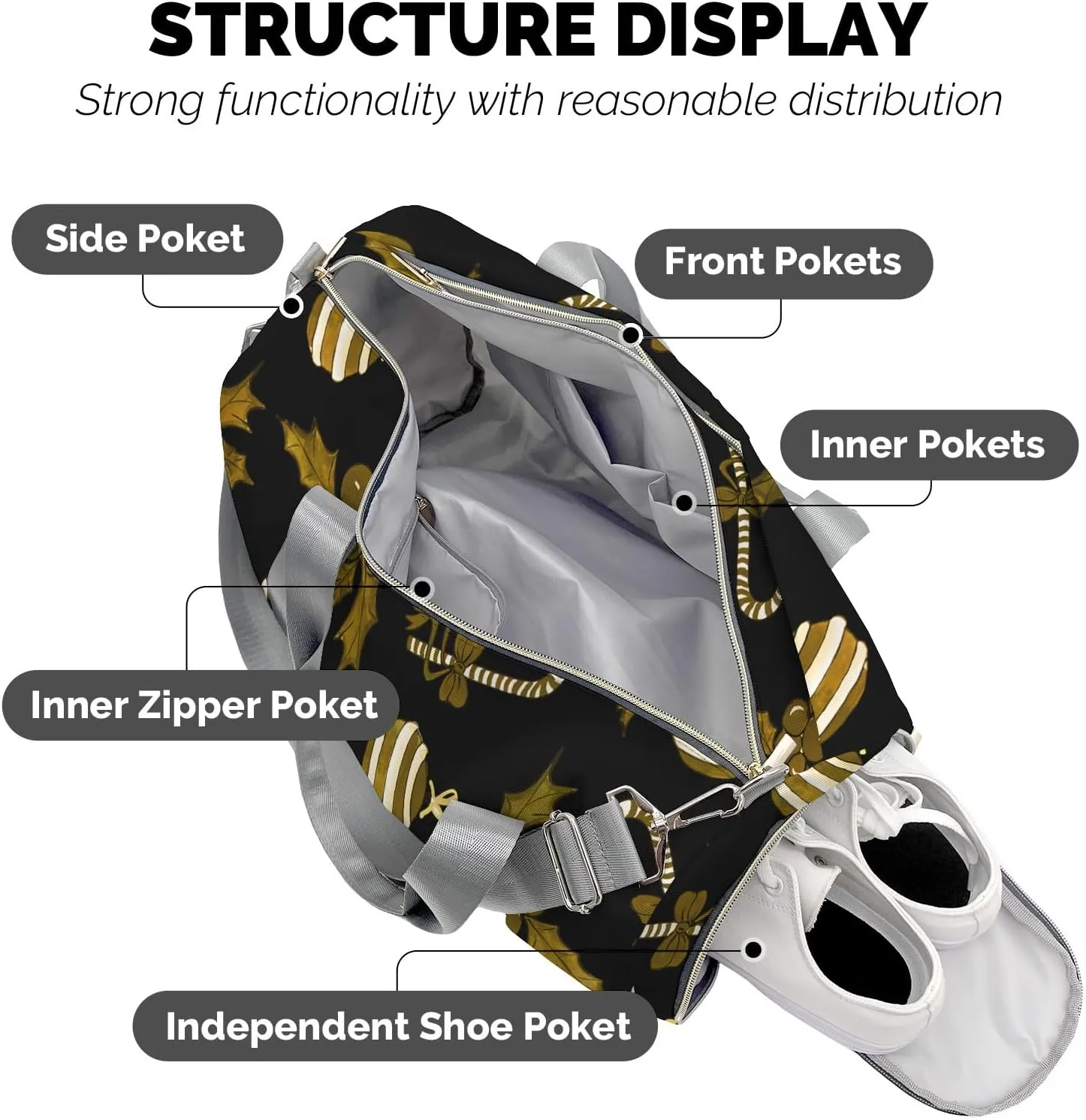 Personalized Name Duffel Bag Golden Pattern Ultimate Travel Bags: Your Companion for Every Adventure