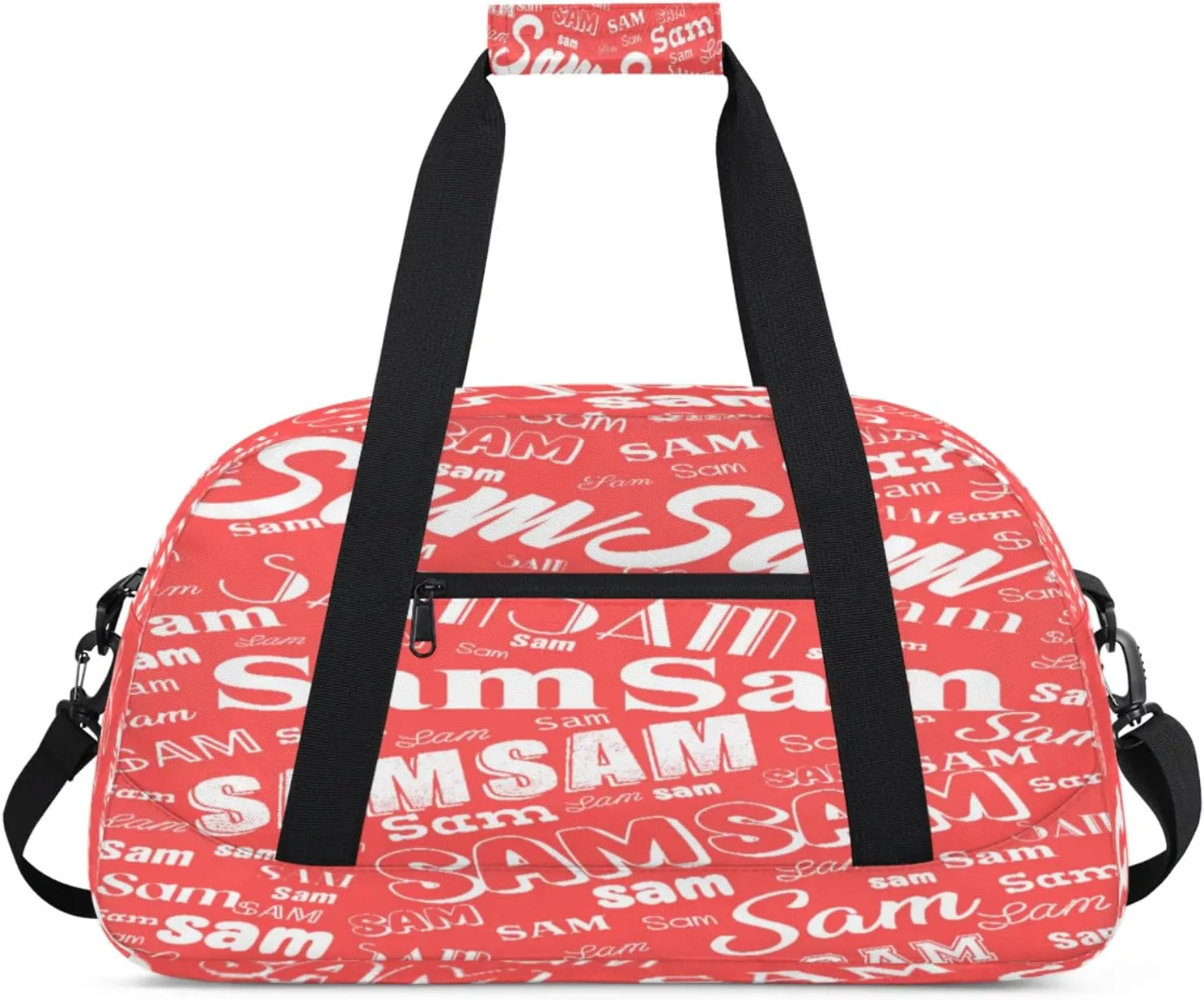 Personalized Name Gym Duffel Bag, Custom Sport Duffle Bags, Custom Overnight Weekender Bag Travel Bag for Dance Cheer Gymnastics Swimming, Coral Red