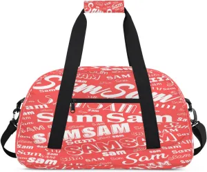 Personalized Name Gym Duffel Bag, Custom Sport Duffle Bags, Custom Overnight Weekender Bag Travel Bag for Dance Cheer Gymnastics Swimming, Coral Red