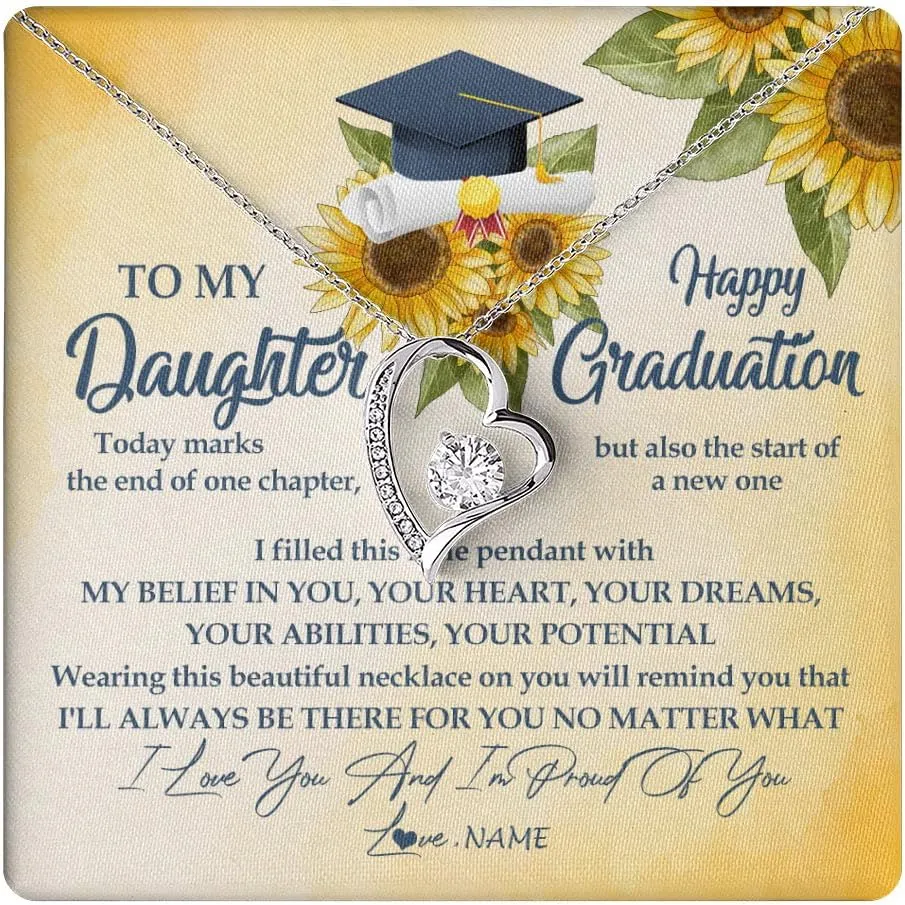 Personalized To A Beautiful Women On Her Graduation Day Necklace Class of 2024 For Daughter Granddaughter Sister Jewelry Customized Gift Box Message Card