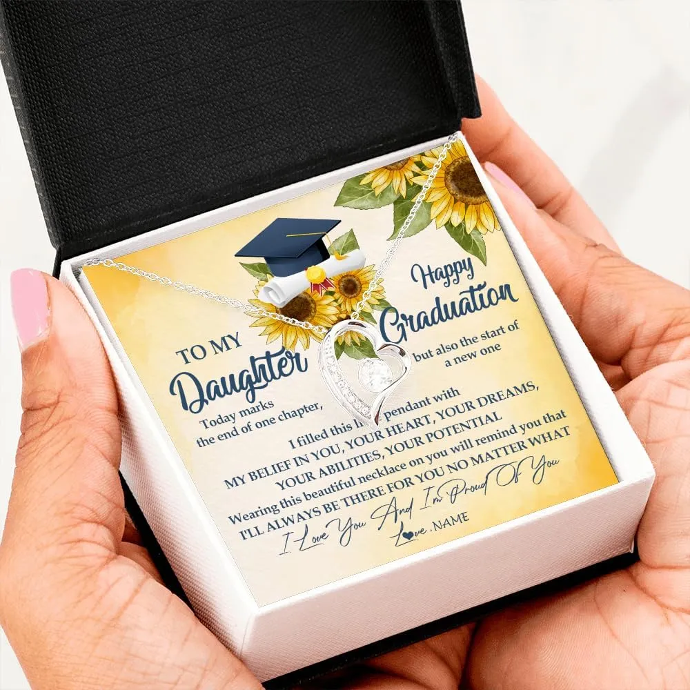 Personalized To A Beautiful Women On Her Graduation Day Necklace Class of 2024 For Daughter Granddaughter Sister Jewelry Customized Gift Box Message Card