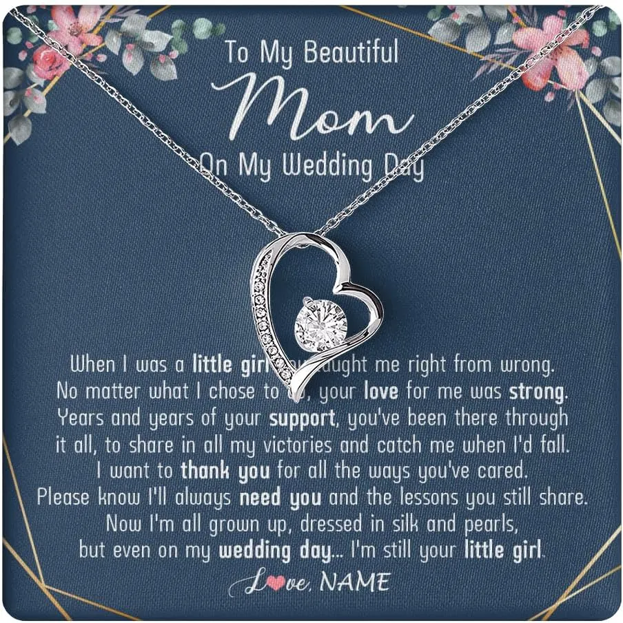 Personalized To My Mommy Necklace Heart Feet Baby First Time for Pregnant Mom Happy 1st Mothers Day Customized Gift Box and Message Card