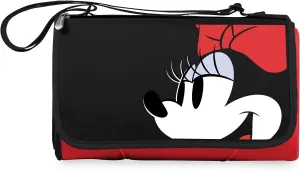 PICNIC TIME Disney Minnie Mouse Blanket Tote Outdoor Picnic Blanket, Beach Blanket, Camping Blanket, (Red with Black Flap)