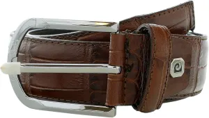 Pierre Cardin Brown Embossed Classic Buckle Adjustable Belt Adjustable Mens Belt-40 for Mens