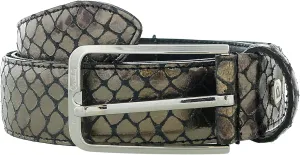 Pierre Cardin Metallic Grey Python Embossed Classic D-Ring Adjustable Belt Adjustable Mens Belt-36 for Mens