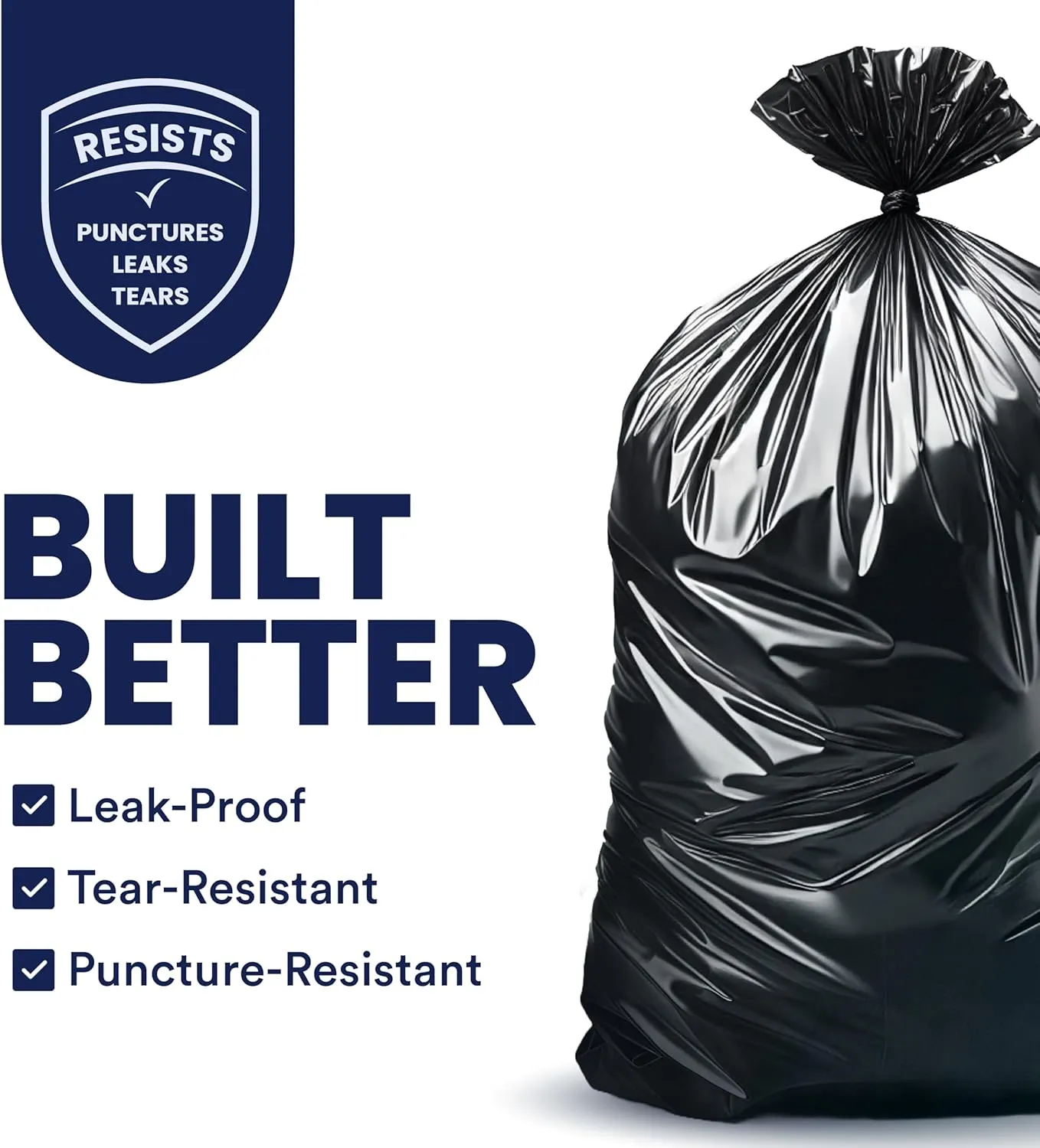 Plasticplace Contractor Garbage Bags: 55 Gallon Trash Bags Heavy Duty, Big Black Trash Bags, 36"x58", 6.0 Mil, Pack of 20