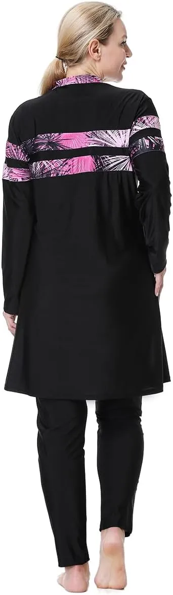 Plus Size Burkini Swimsuit for Women Modest Muslim Swimwear Full Cover Swim Top Pants Hijab Set