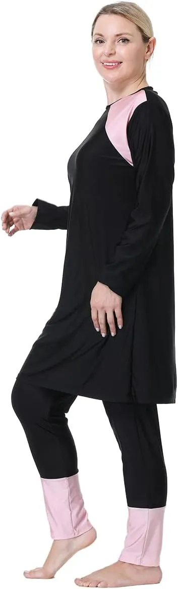 Plus Size Burkini Swimsuit for Women Modest Muslim Swimwear Full Cover Swim Top Pants Hijab Set