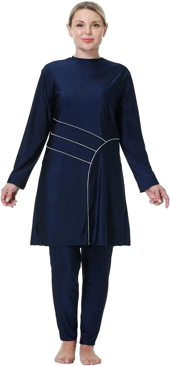 Plus Size Burkini Swimsuit for Women Modest Muslim Swimwear Full Cover Swim Top Pants Hijab Set